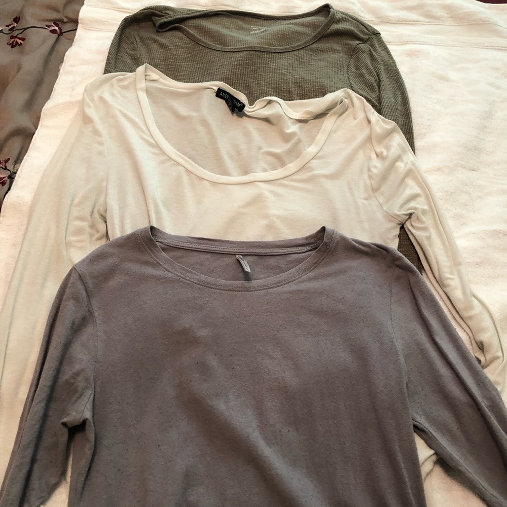 Trio of long sleeve undershirts